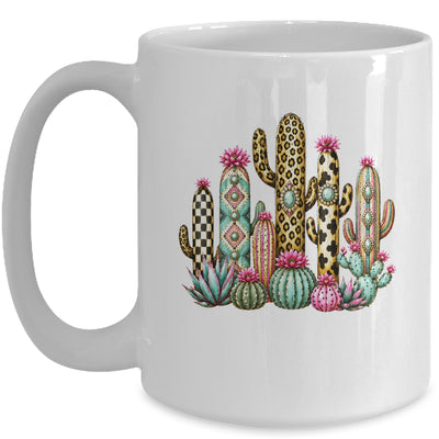 Leopard Checkerboard Western Cactus Boho Cowgirl Women Mug | teecentury