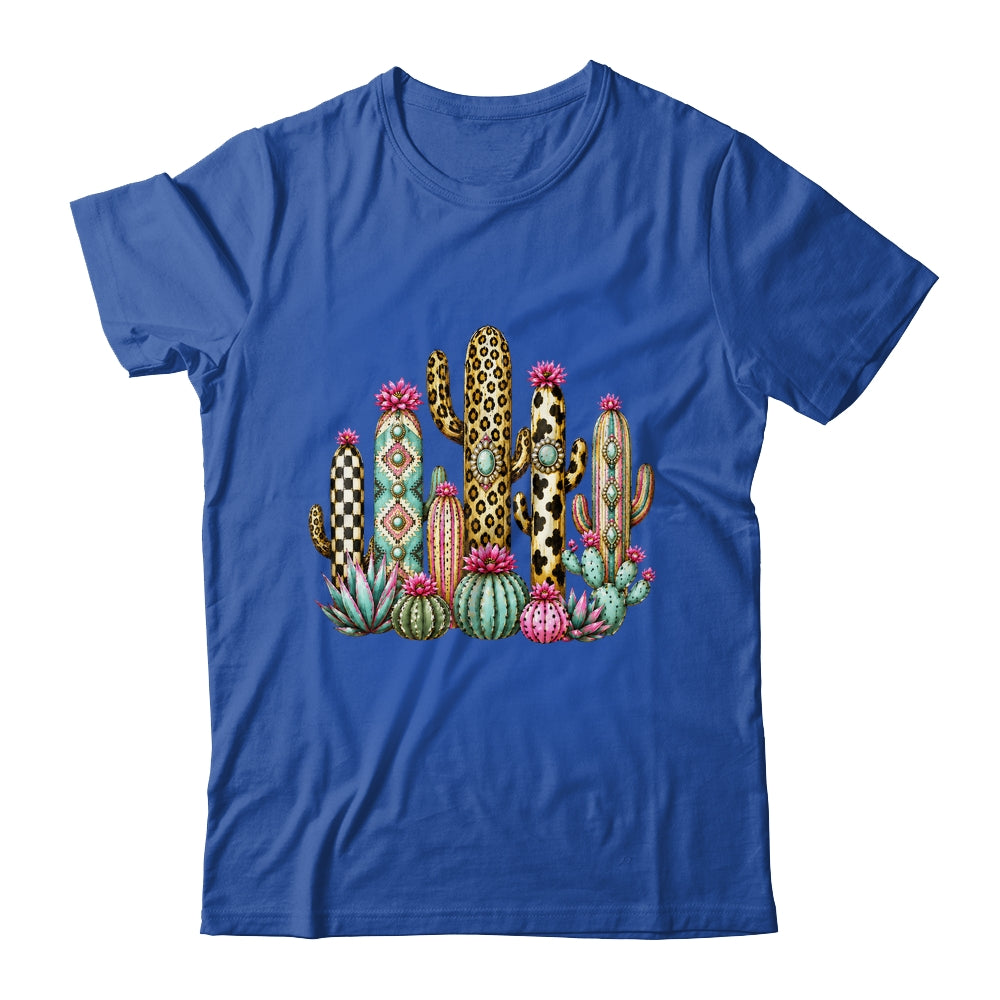 Leopard Checkerboard Western Cactus Boho Cowgirl Women Shirt & Tank Top | teecentury