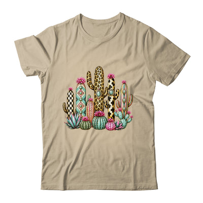 Leopard Checkerboard Western Cactus Boho Cowgirl Women Shirt & Tank Top | teecentury