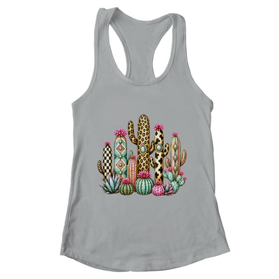 Leopard Checkerboard Western Cactus Boho Cowgirl Women Shirt & Tank Top | teecentury