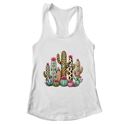 Leopard Checkerboard Western Cactus Boho Cowgirl Women Shirt & Tank Top | teecentury