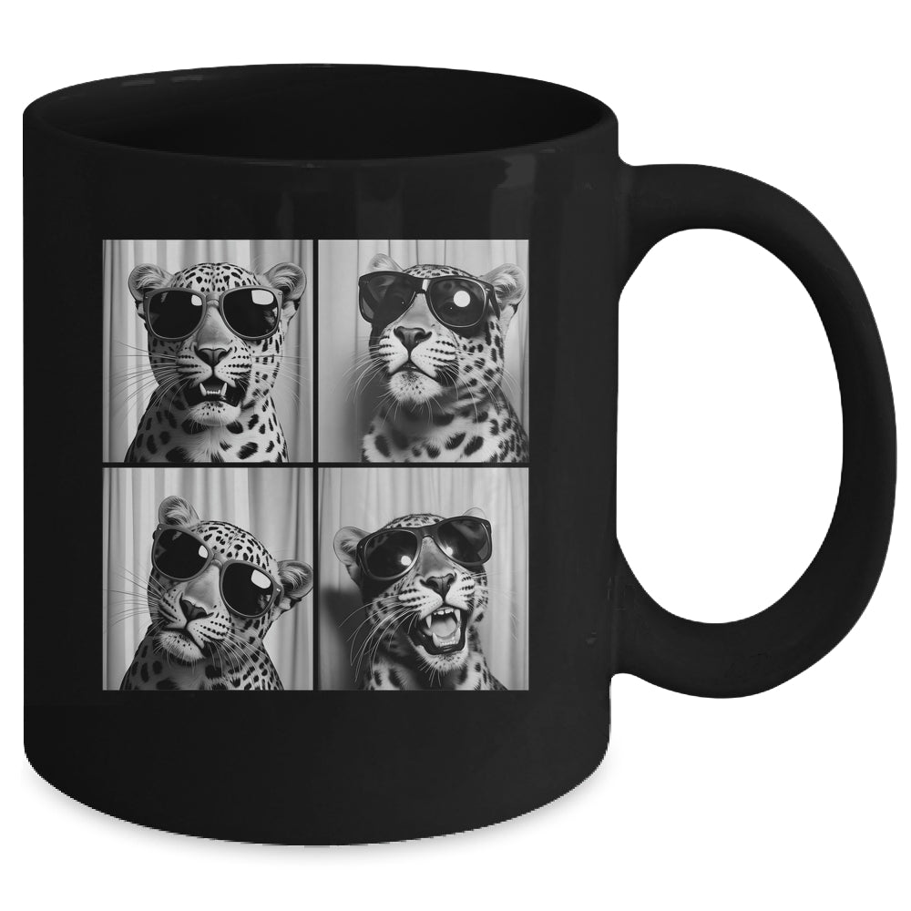 Leopard Face With Sunglasses Funny Animal Photo Booth Mug | teecentury