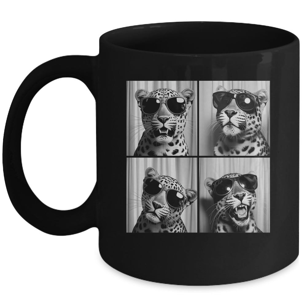 Leopard Face With Sunglasses Funny Animal Photo Booth Mug | teecentury