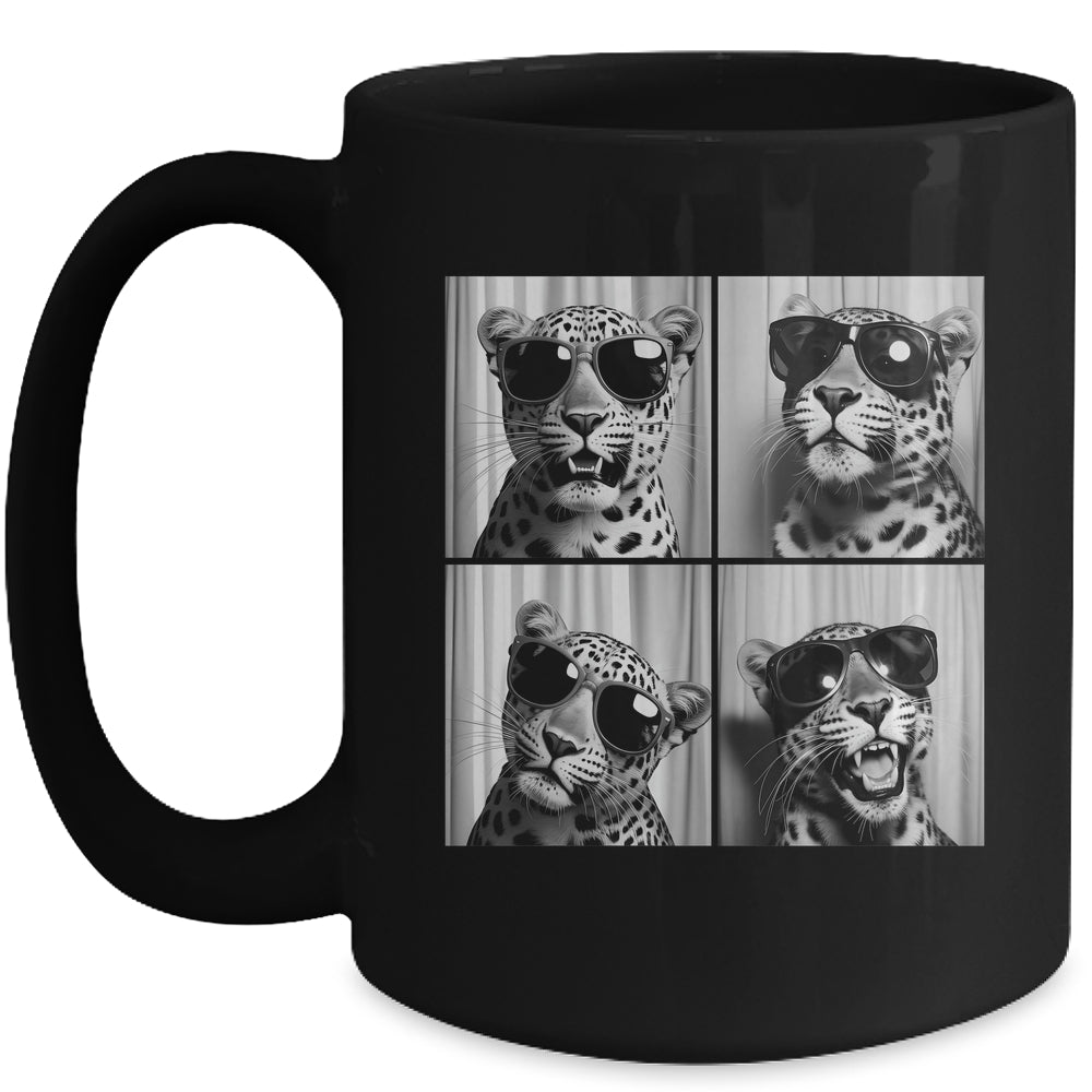 Leopard Face With Sunglasses Funny Animal Photo Booth Mug | teecentury