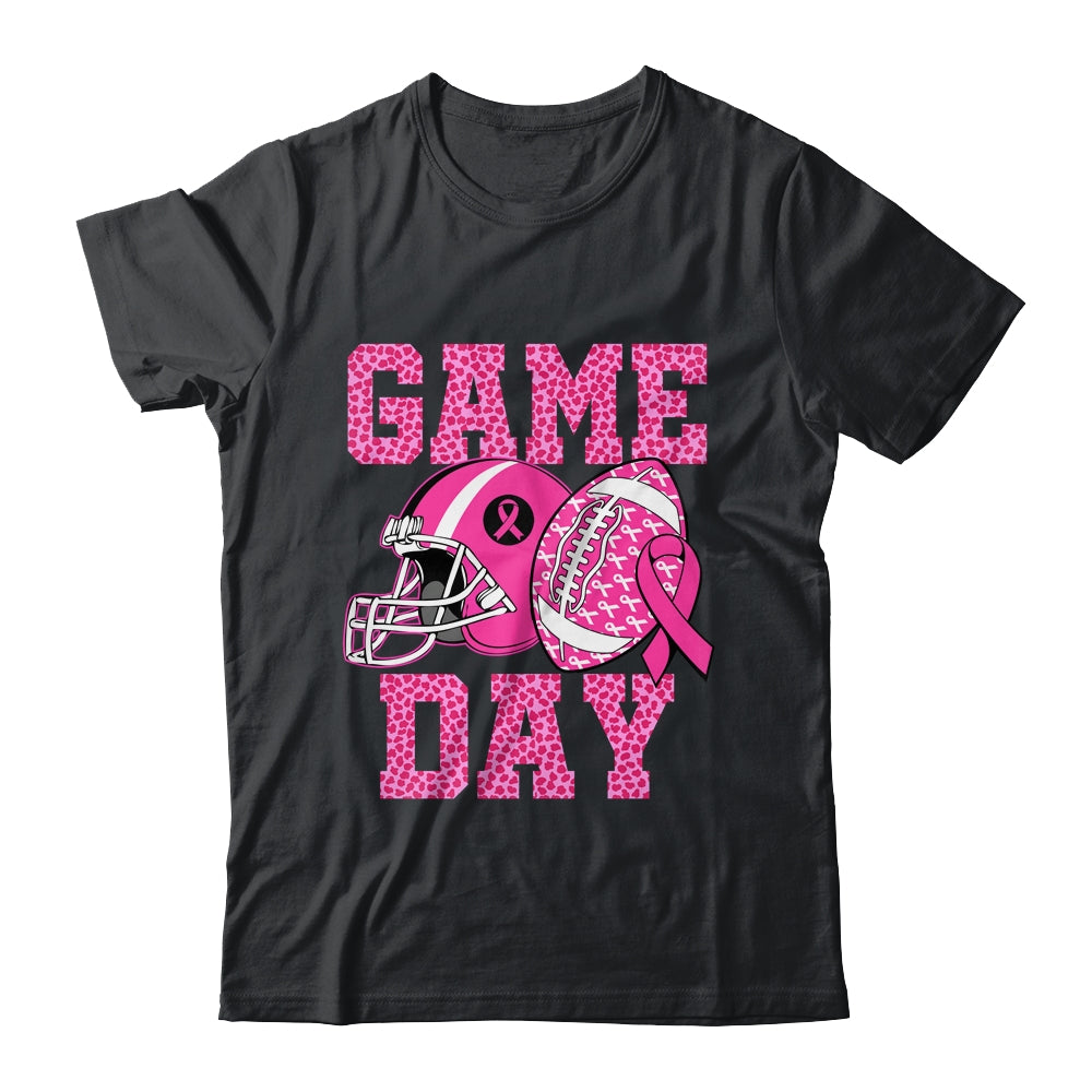 Leopard Game Day Pink American Football Tackle Breast Cancer Shirt & Hoodie | teecentury