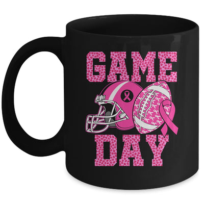 Leopard Game Day Pink American Football Tackle Breast Cancer Mug | teecentury