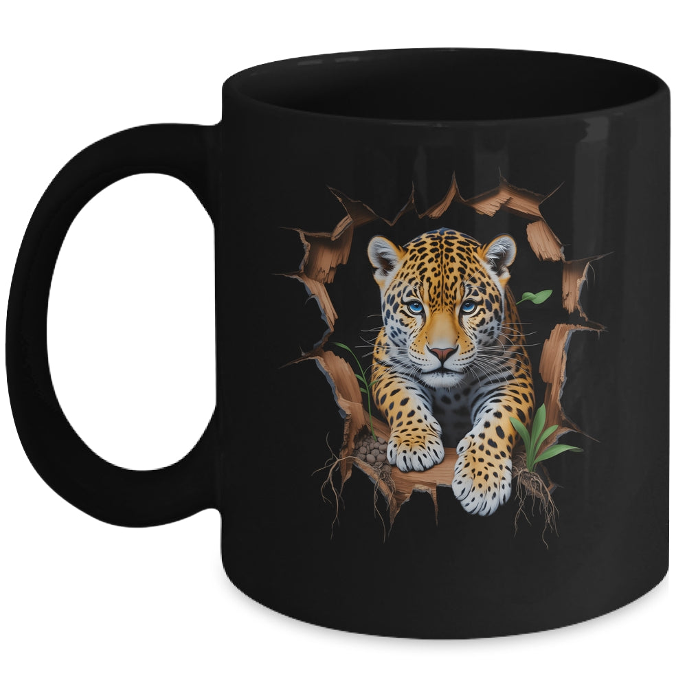 Leopard Jungle Retro Wildlife Animal Print Nature Artwork Mug | teecentury
