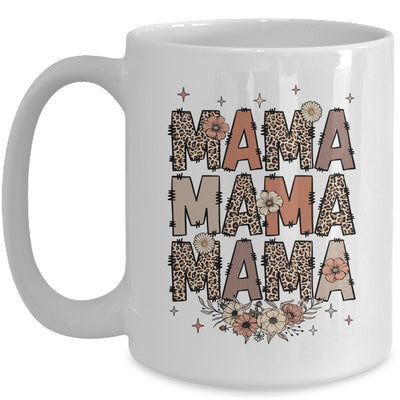 Leopard Mama Flower Retro Mama Groovy Boho Mom Mother's Day Mug | teecentury
