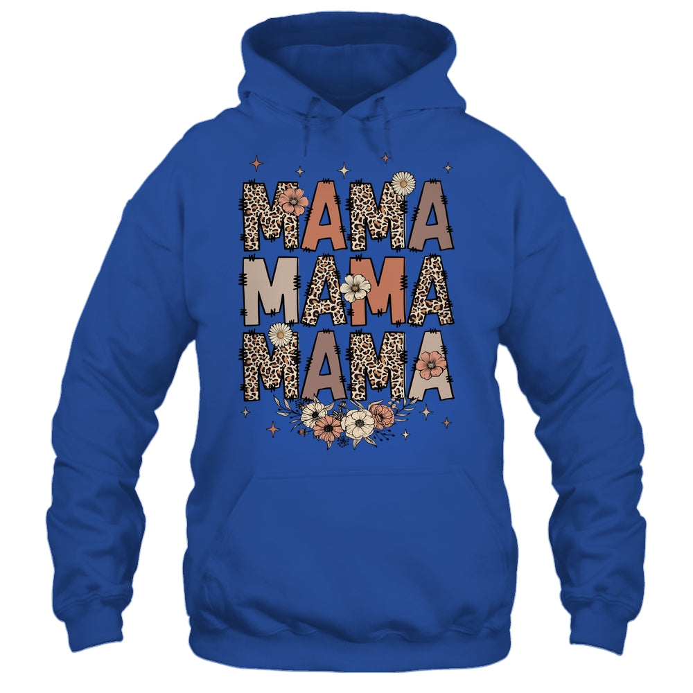 Leopard Mama Flower Retro Mama Groovy Boho Mom Mother's Day Shirt & Tank Top | teecentury