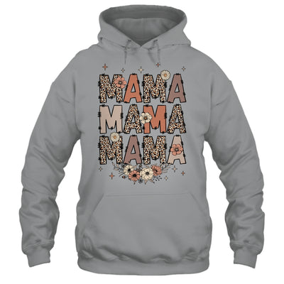 Leopard Mama Flower Retro Mama Groovy Boho Mom Mother's Day Shirt & Tank Top | teecentury