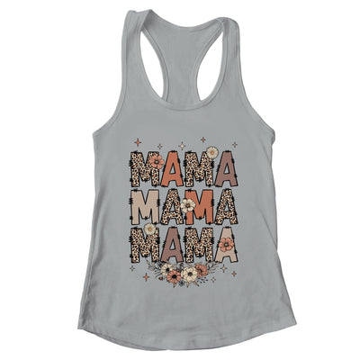 Leopard Mama Flower Retro Mama Groovy Boho Mom Mother's Day Shirt & Tank Top | teecentury