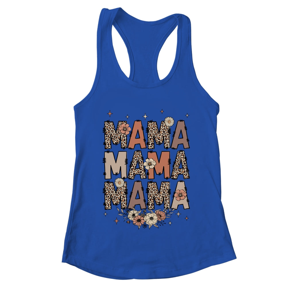 Leopard Mama Flower Retro Mama Groovy Boho Mom Mother's Day Shirt & Tank Top | teecentury