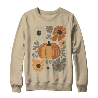 Leopard Pumpkin Floral Retro Fall Retro Autumn Vibes Season Shirt & Sweatshirt | teecentury