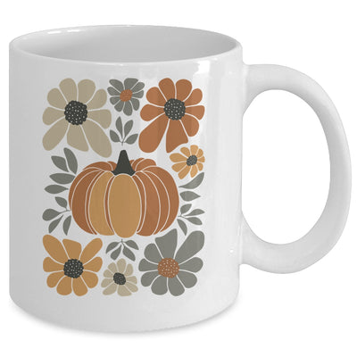 Leopard Pumpkin Floral Retro Fall Retro Autumn Vibes Season Mug | teecentury
