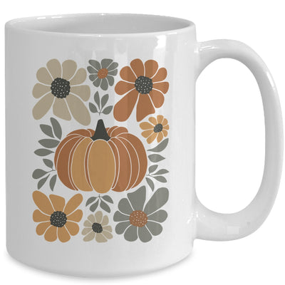 Leopard Pumpkin Floral Retro Fall Retro Autumn Vibes Season Mug | teecentury