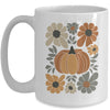 Leopard Pumpkin Floral Retro Fall Retro Autumn Vibes Season Mug | teecentury