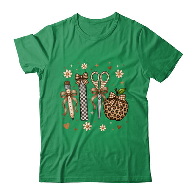 Leopard Teacher Apple School Checkered Pencil Coquette Bow Shirt & Hoodie | teecentury