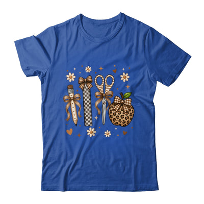 Leopard Teacher Apple School Checkered Pencil Coquette Bow Shirt & Hoodie | teecentury