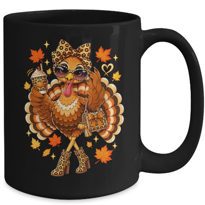 Leopard Turkey Drinking Coffee Women Thanksgiving Turkey Mug | teecentury