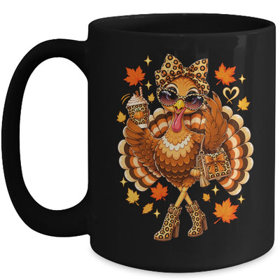 Leopard Turkey Drinking Coffee Women Thanksgiving Turkey Mug | teecentury