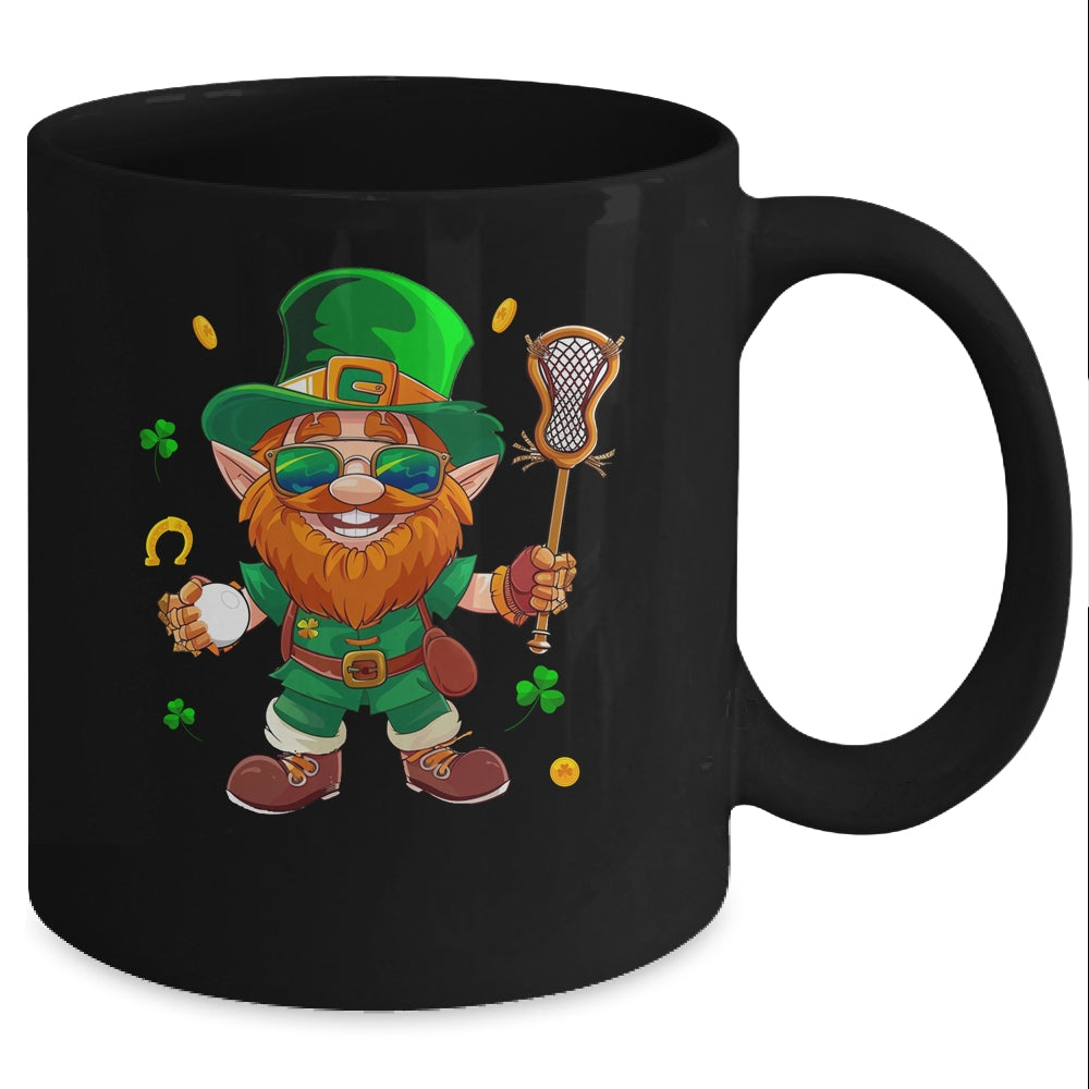 Leprechaun Play Lacrosse St Patricks Day Sport Mens Boys Mug | teecentury