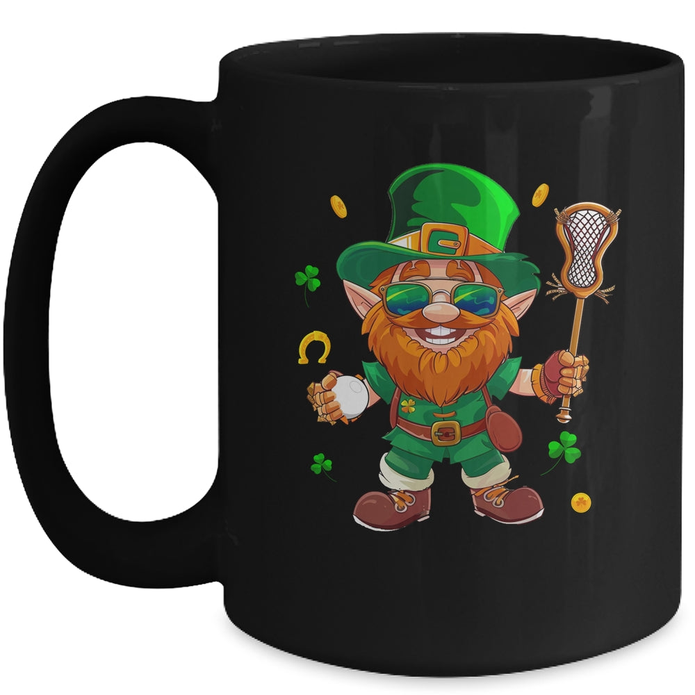 Leprechaun Play Lacrosse St Patricks Day Sport Mens Boys Mug | teecentury