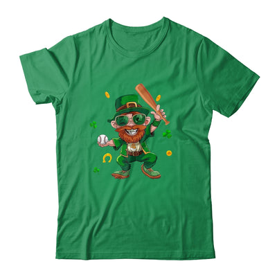 Leprechaun Playing Baseball St Patricks Day Sport Mens Boys Shirt & Hoodie | teecentury