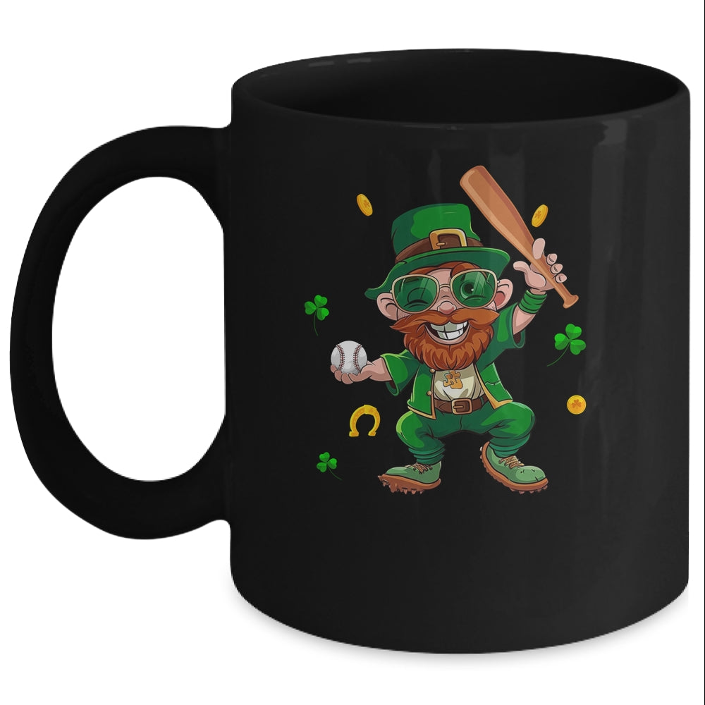 Leprechaun Playing Baseball St Patricks Day Sport Mens Boys Mug | teecentury
