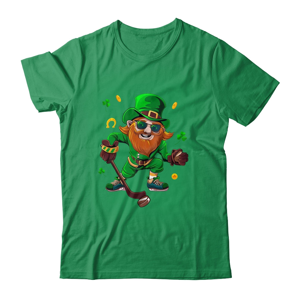 Leprechaun Showing Hockey St Patricks Day Sport Mens Boys Shirt & Hoodie | teecentury