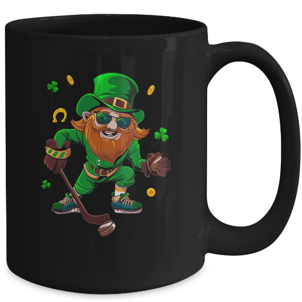 Leprechaun Showing Hockey St Patricks Day Sport Mens Boys Mug | teecentury