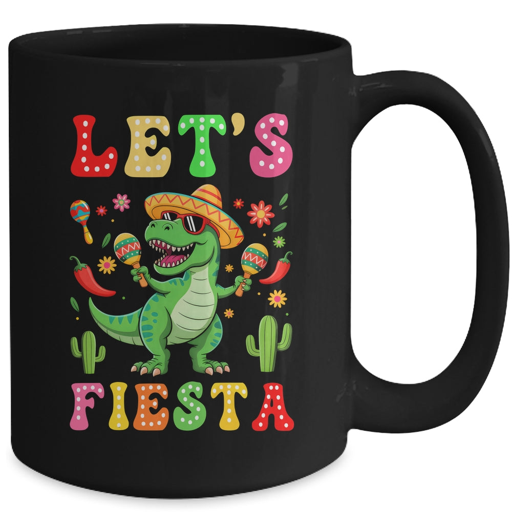 Let's Fiesta Mexican Dinosaur Cinco De Mayo Boys Kids Mug | teecentury