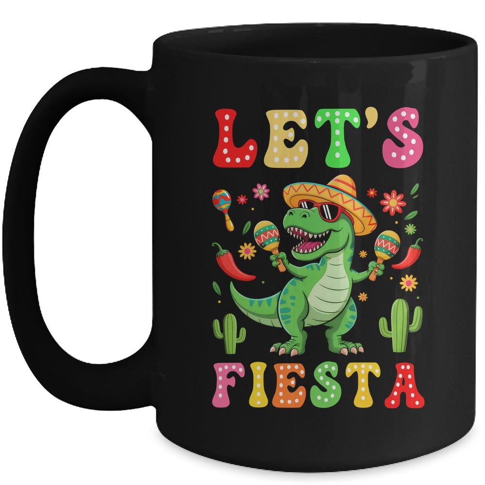 Let's Fiesta Mexican Dinosaur Cinco De Mayo Boys Kids Mug | teecentury