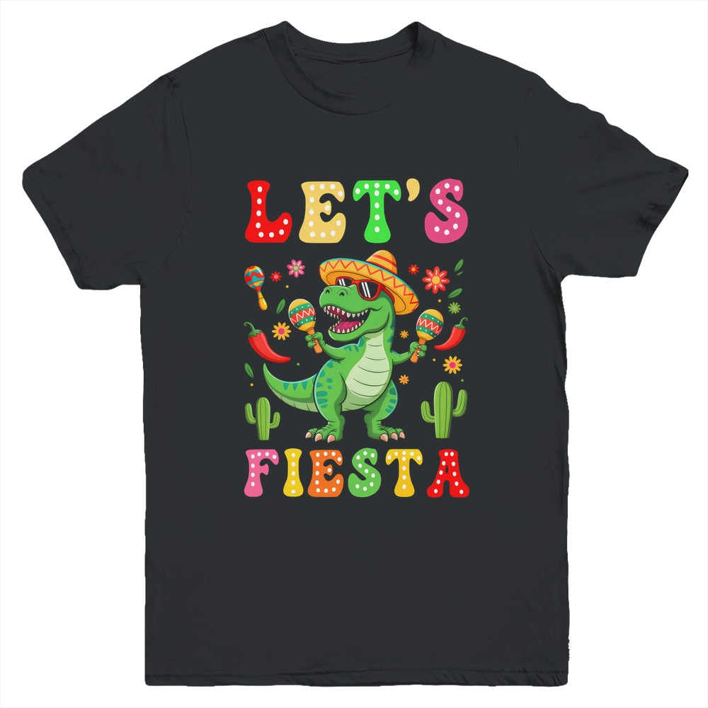 Let's Fiesta Mexican Dinosaur Cinco De Mayo Boys Kids Youth Shirt | teecentury