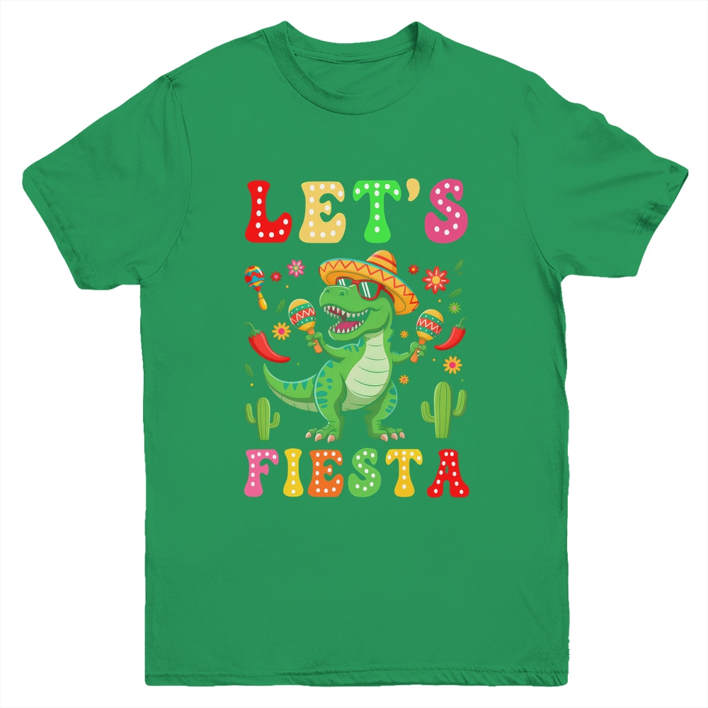 Let's Fiesta Mexican Dinosaur Cinco De Mayo Boys Kids Youth Shirt | teecentury