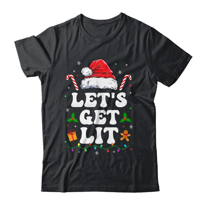 Let's Get Lit Drinking Santa Hat Christmas Lights Funny Shirt & Sweatshirt | teecentury