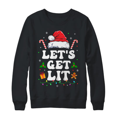 Let's Get Lit Drinking Santa Hat Christmas Lights Funny Shirt & Sweatshirt | teecentury