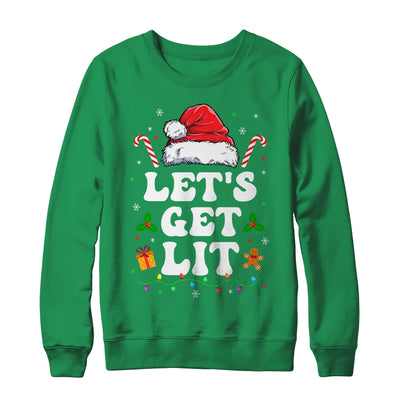 Let's Get Lit Drinking Santa Hat Christmas Lights Funny Shirt & Sweatshirt | teecentury