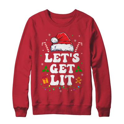 Let's Get Lit Drinking Santa Hat Christmas Lights Funny Shirt & Sweatshirt | teecentury