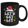 Let's Get Lit Drinking Santa Hat Christmas Lights Funny Mug | teecentury