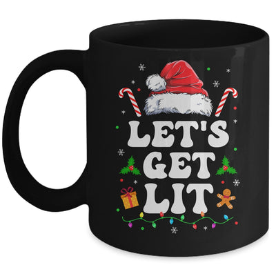 Let's Get Lit Drinking Santa Hat Christmas Lights Funny Mug | teecentury