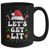 Let's Get Lit Drinking Santa Hat Christmas Lights Funny Mug | teecentury