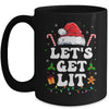 Let's Get Lit Drinking Santa Hat Christmas Lights Funny Mug | teecentury