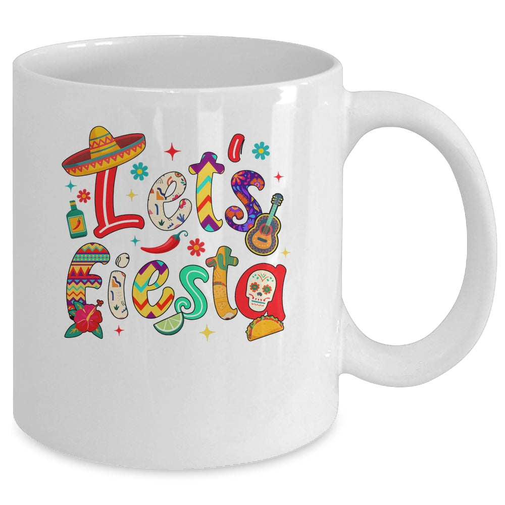 Lets Fiesta Cinco De Mayo Mexican Party Floral Sugar Skull Mug | teecentury