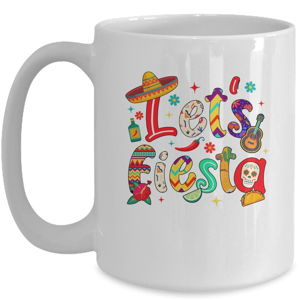 Lets Fiesta Cinco De Mayo Mexican Party Floral Sugar Skull Mug | teecentury