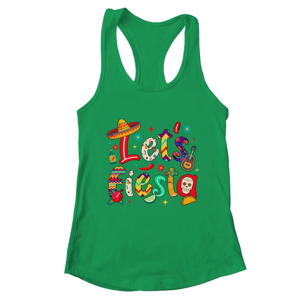Lets Fiesta Cinco De Mayo Mexican Party Floral Sugar Skull Shirt & Tank Top | teecentury