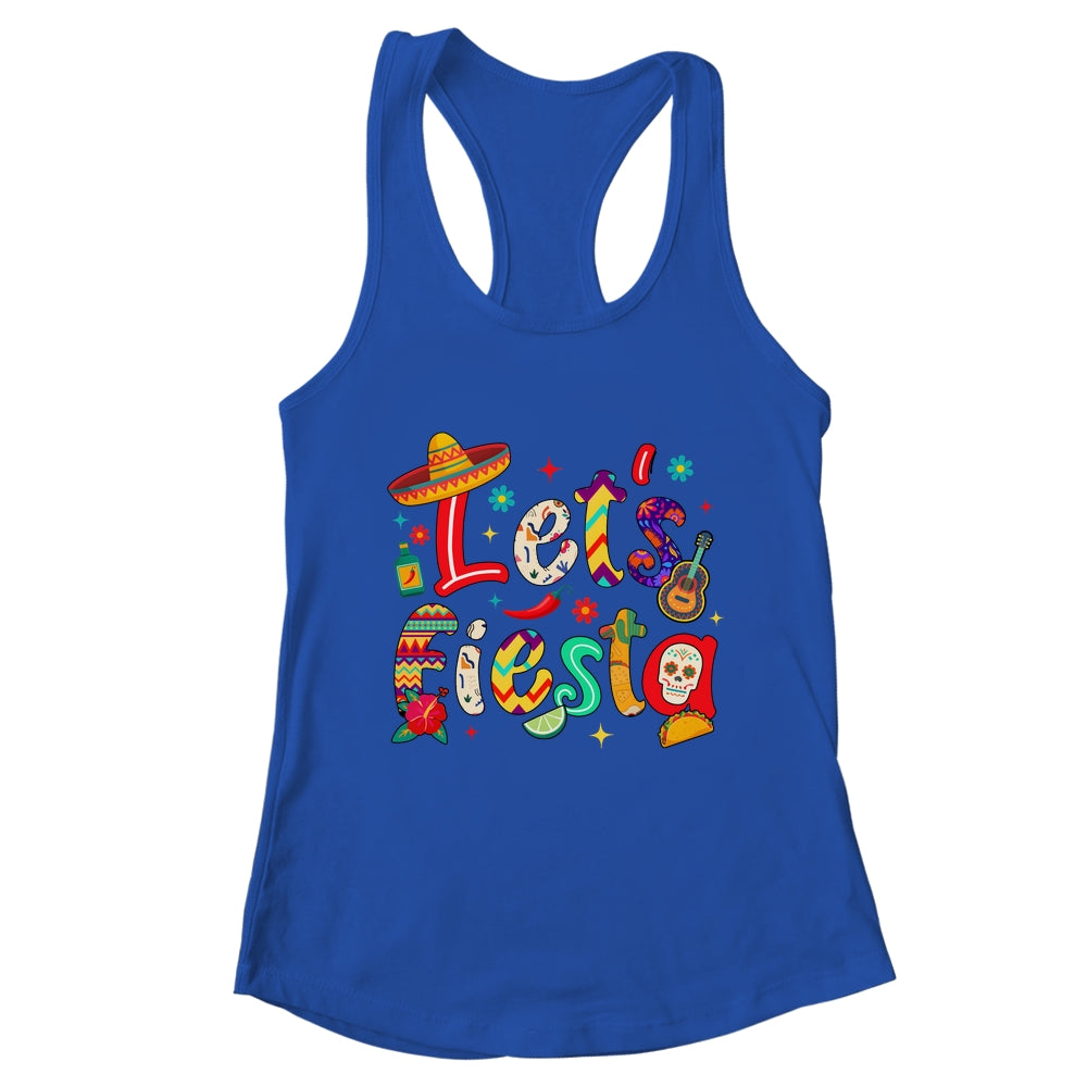 Lets Fiesta Cinco De Mayo Mexican Party Floral Sugar Skull Shirt & Tank Top | teecentury