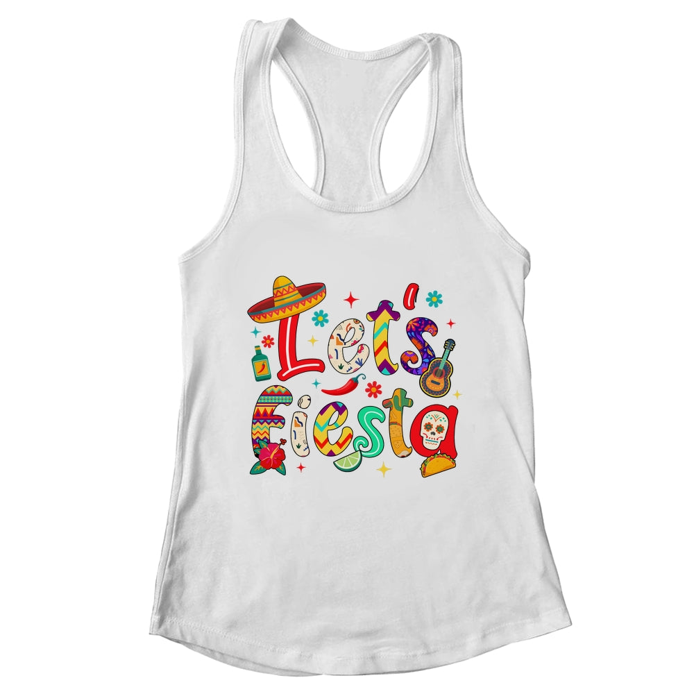 Lets Fiesta Cinco De Mayo Mexican Party Floral Sugar Skull Shirt & Tank Top | teecentury