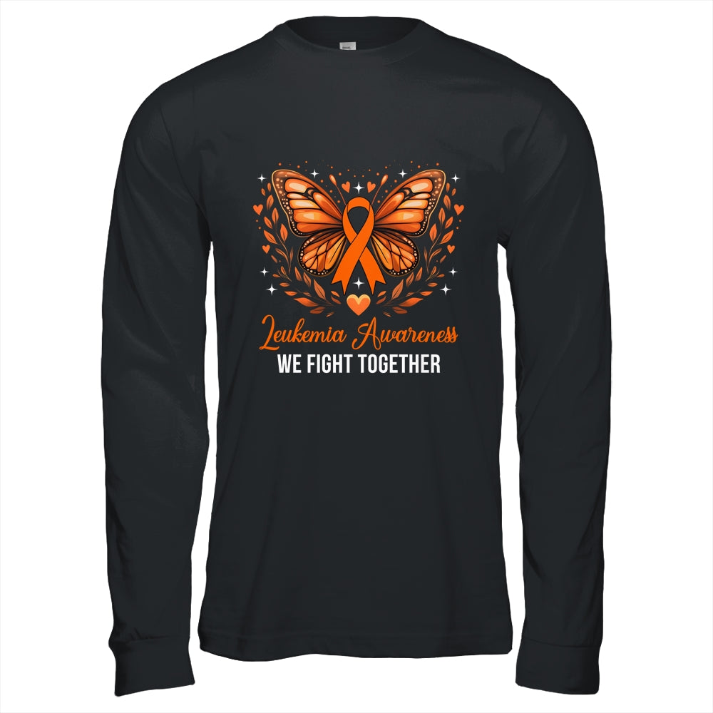 Leukemia Awareness We Fight Together Butterfly Orange Ribbon Shirt & Hoodie | teecentury