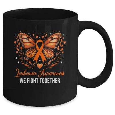 Leukemia Awareness We Fight Together Butterfly Orange Ribbon Mug | teecentury
