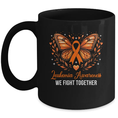 Leukemia Awareness We Fight Together Butterfly Orange Ribbon Mug | teecentury